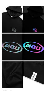 【mahagrid】 RAINBOW REFLECTIVE OVAL LOGO HOODIE