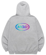 【mahagrid】 RAINBOW REFLECTIVE OVAL LOGO HOODIE