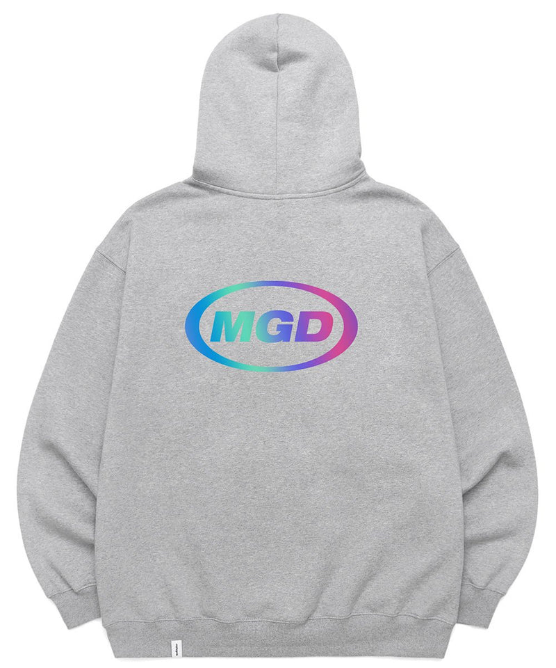 【mahagrid】 RAINBOW REFLECTIVE OVAL LOGO HOODIE