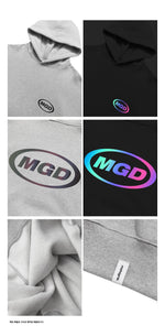 【mahagrid】 RAINBOW REFLECTIVE OVAL LOGO HOODIE