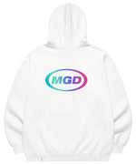 【mahagrid】 RAINBOW REFLECTIVE OVAL LOGO HOODIE