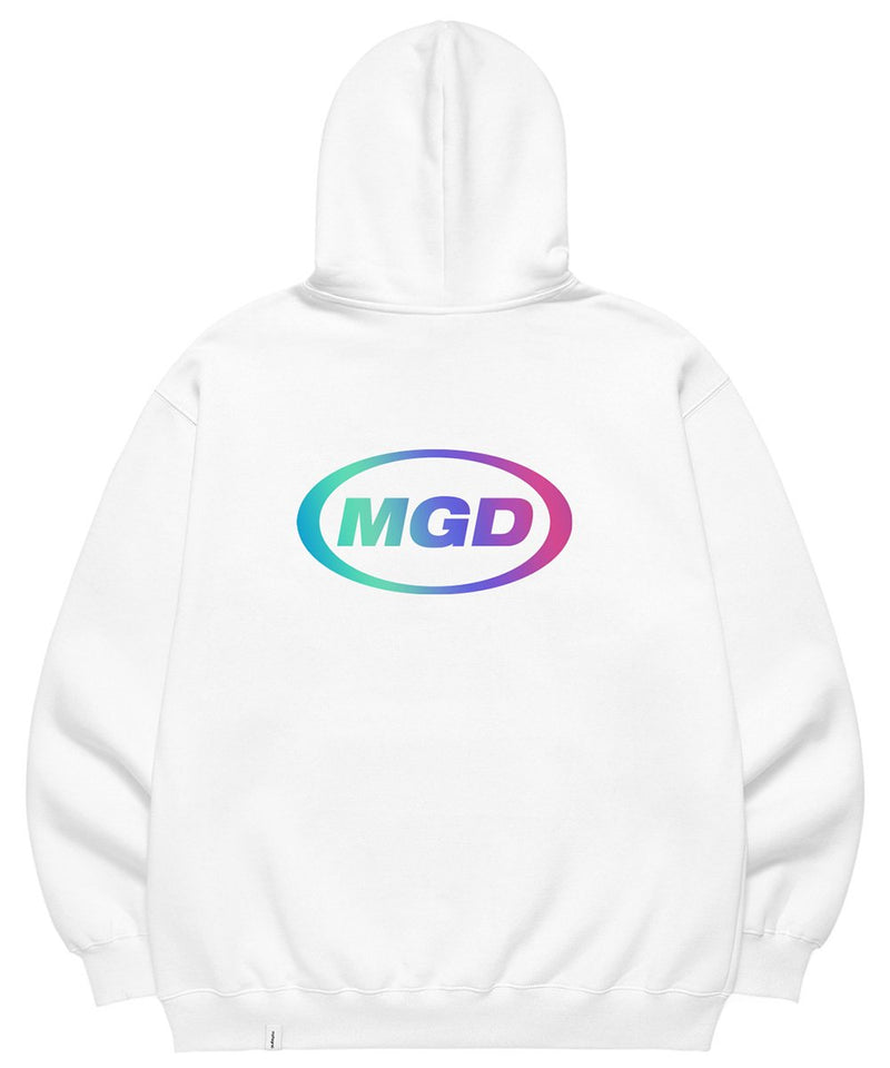 【mahagrid】 RAINBOW REFLECTIVE OVAL LOGO HOODIE